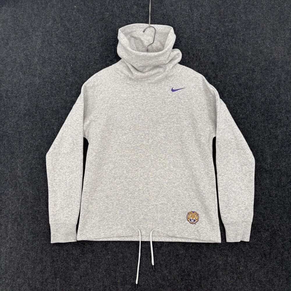 LSU Tigers Sweatshirt Women's Small Gray Cowl Neck Sweater Pullover Nike